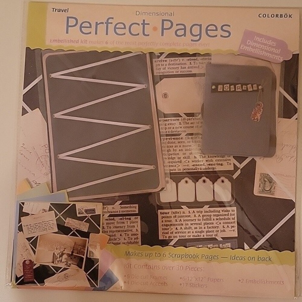 Colorbok travel dimensional pages scrapbook kit 6 pages